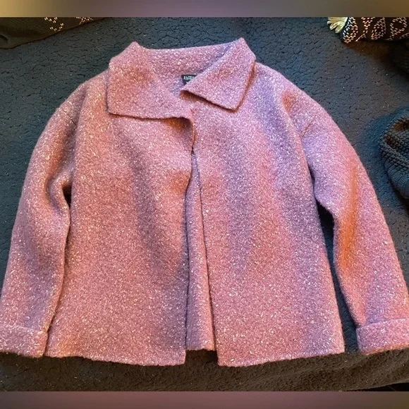 Eileen Fisher Lavender Lilac Chunky Knit Cardigan/Jacket Alpaca Blend Size XS - Picture 4 of 6